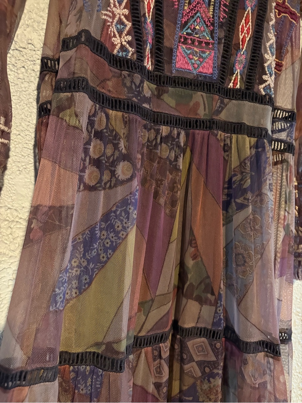 Sheer Bohemian Patchwork Maxi Dress - Purple Multi by Johnny Was - Picture 7 of 7